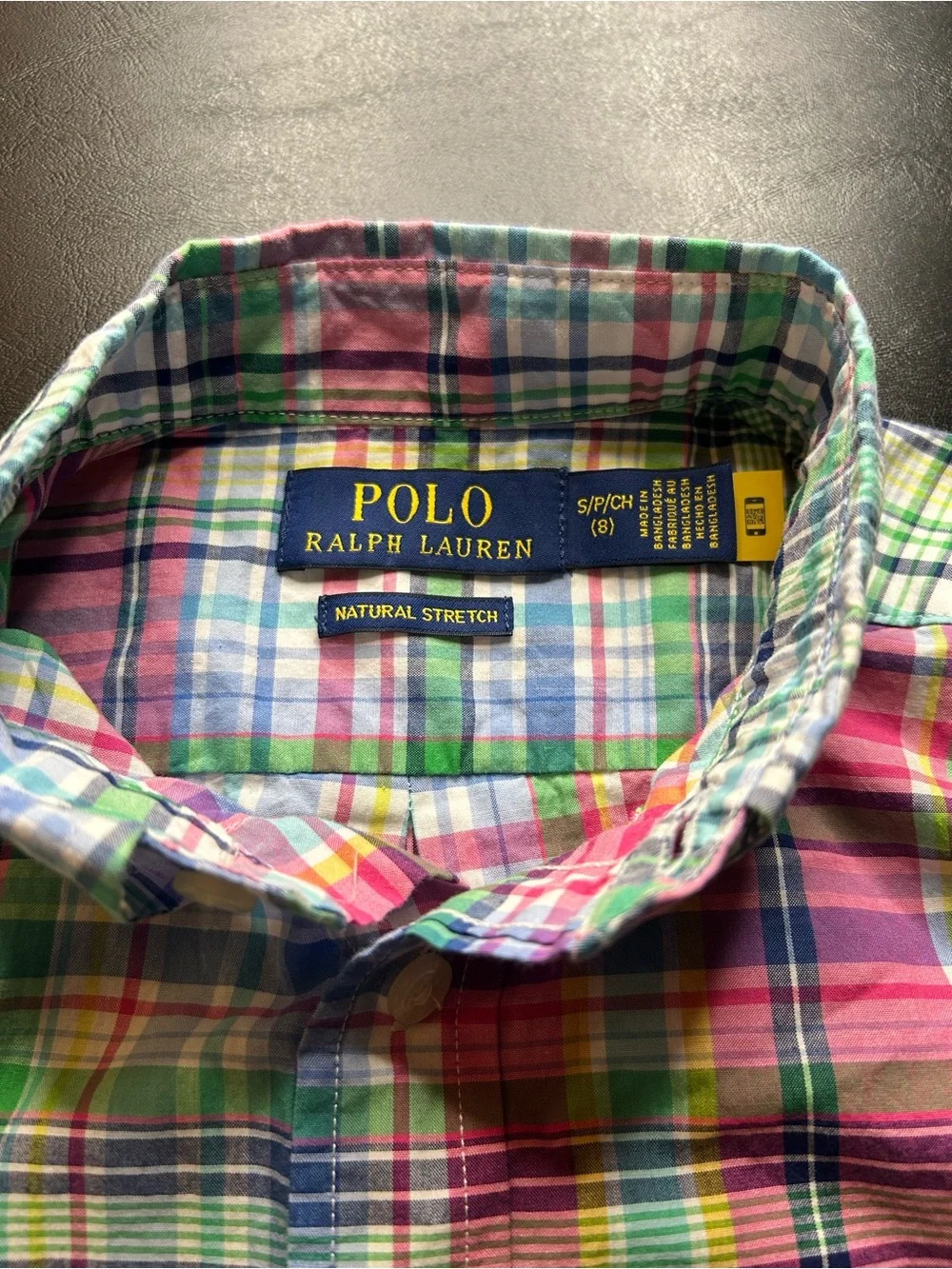 Polo Ralph Lauren Boys Natural Stretch Short Sleeve Plaid Button-Down Shirt